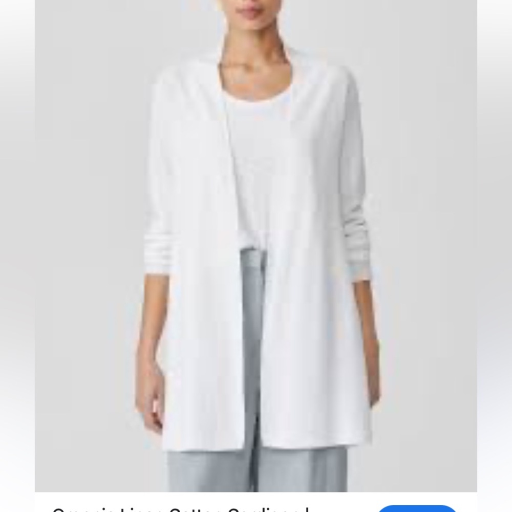 NWT eileen fisher Women's White Open-Front Cardigan sweater LP